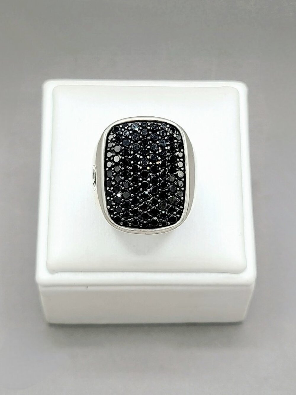 David Yurman Rectangular Pave Signet Ring w/ PavƩ Black Diamonds - 25mm - Size 9